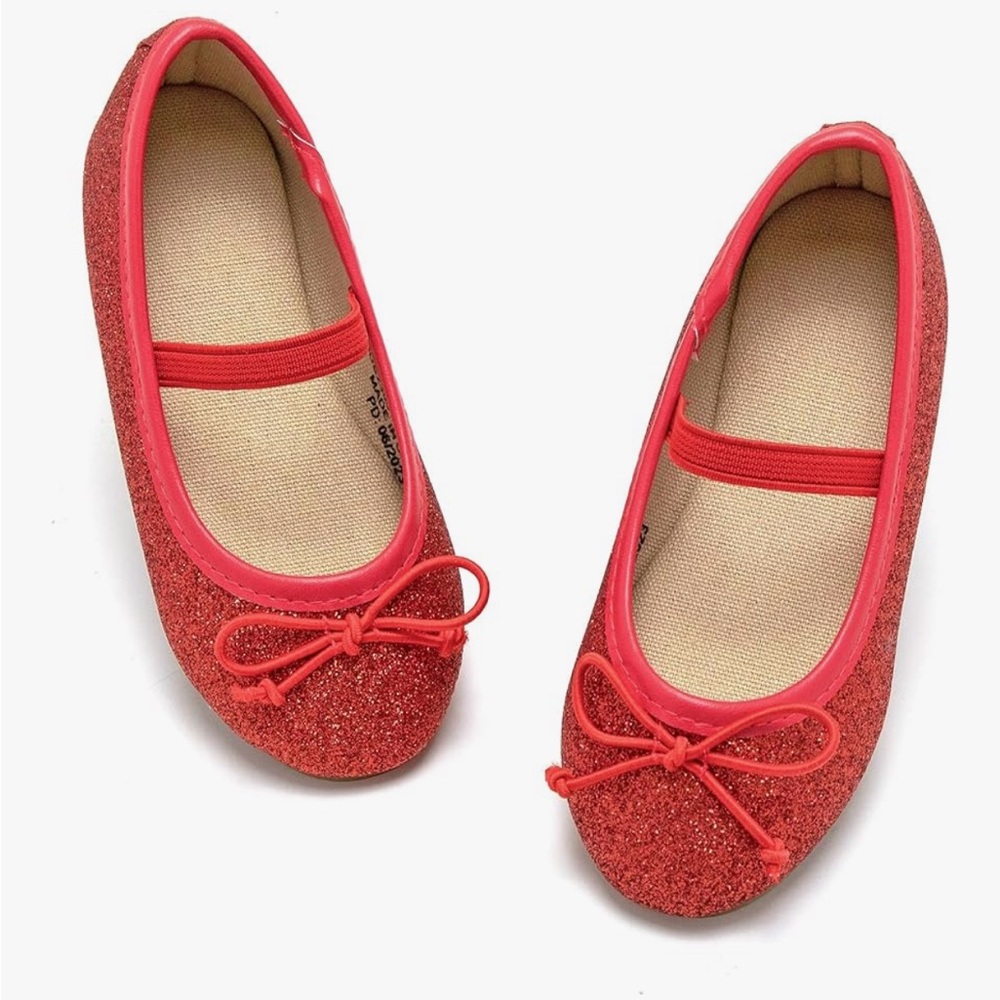 Glittery Red Ballet Flats for Kids